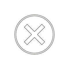 Fototapeta premium White x mark inside circle isolated on transparent background