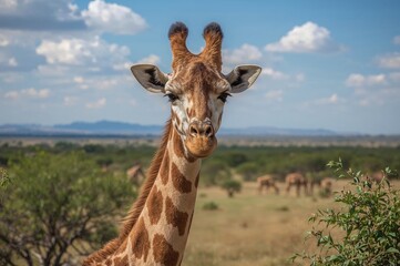 Fototapeta premium A tall giraffe in the wild