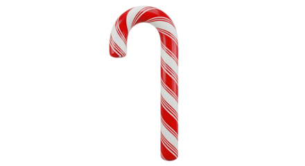 Festive candy cane with red and white stripes against a perfect for holiday season designs and christmas themed projects on transparent background