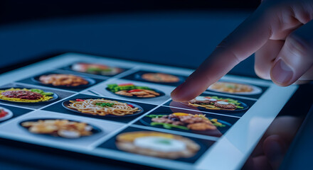 Online Food Ordering Delicious Meal Selection Easy Tablet Menu Restaurant Delivery Service Quick Order App Food Menu Choices Dinner Lunch Breakfast