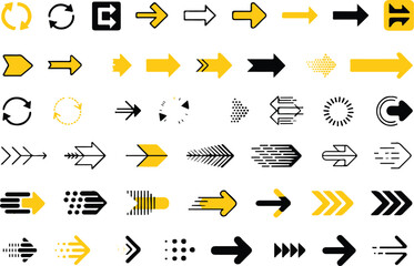 collection of 54 modern arrow icons vector pack for navigation direction web ui design ai eps png