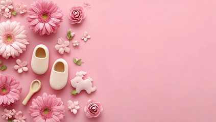 Pastel pink baby girl items