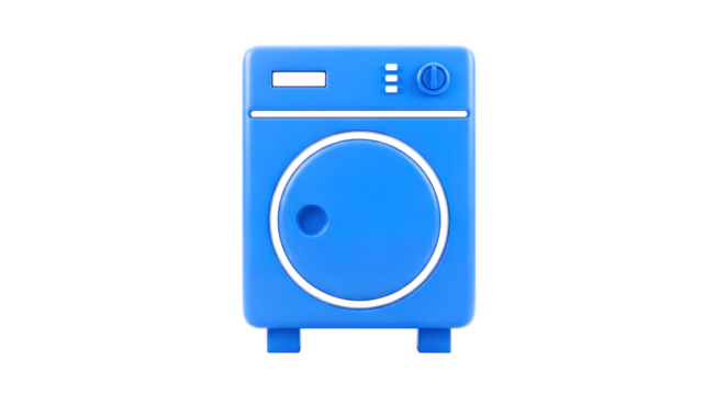 charming blue washer 3d model a delightful home appliance for cleanliness and design, isolated on transparent background - Powered by Adobe