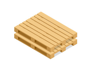 Isometric wooden pallet isolated on white background. Colorful empty wood pallet vector icons. Packaging and transportation of goods. Vector illustration. © vector next