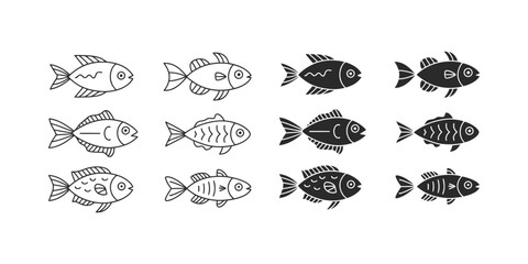 Fish icon vector. black icon fish symbol. vector illustration.
