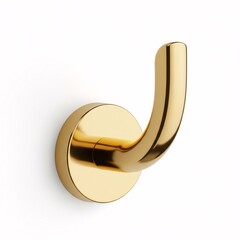 A golden wall hook for clothes, with a smooth matte surface,