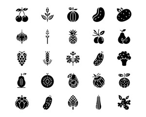 Fruits and Vegetables Line Vector Icons