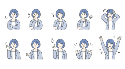 色々な表情のビジネスパーソンのイラスト