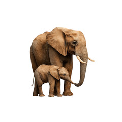 Obraz premium Majestic adult elephant tenderly guides adorable baby elephant, showcasing family bond and gentle nature, perfect for conservation and wildlife themes.