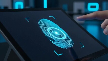 Secure biometric access being unlocked with fingerprint scan on digital screen with modern technology - Powered by Adobe