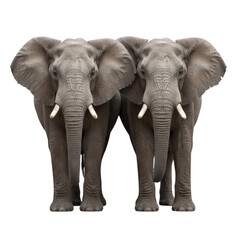 Obraz premium Majestic pair of African elephants standing side-by-side exuding power and gentle strength, perfect for wildlife documentaries and conservation campaigns
