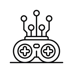 A line art image of a stylized video game controller with five antennae. Editable stroke icon