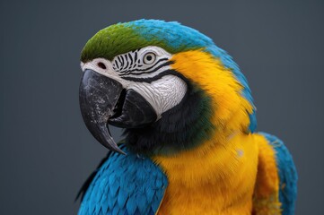 Fototapeta premium Close-up of a vibrant blue and yellow macaw