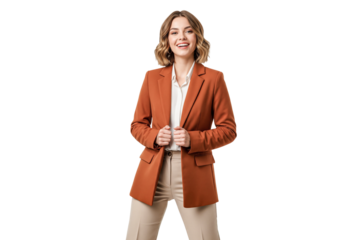 young woman in a suit isolated on white