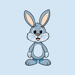 Obraz premium Adorable Cartoon Bunny Illustration - Cute Gray Rabbit Image