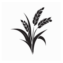 Rice Plant Logo Vector Images . Black and white Rice Plant Logo Vector on white background