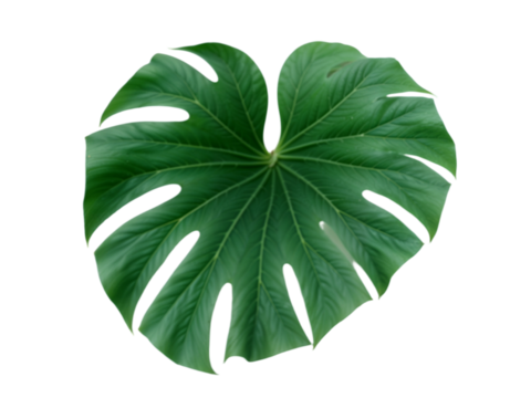 Giant heart-shaped green leaf showcasing intricate patterns and vibrant color in a minimalistic setting