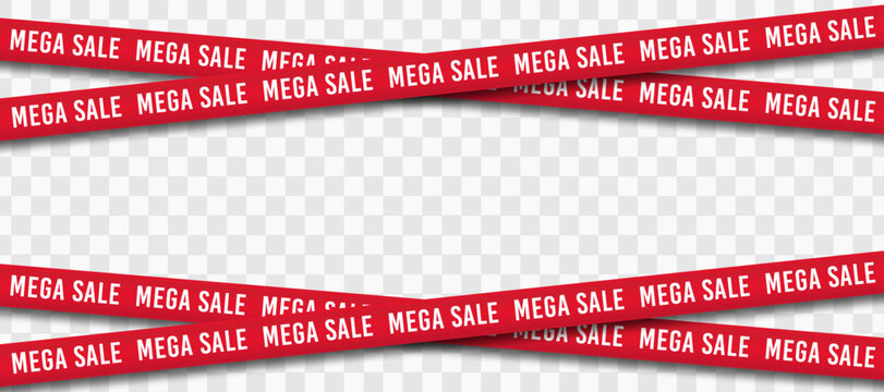Red landing pages for mega sale on Black Friday on transparent background. Trade stickers and icons for products and promotions, sale and clearance signs, special offers, marketing, web banner.