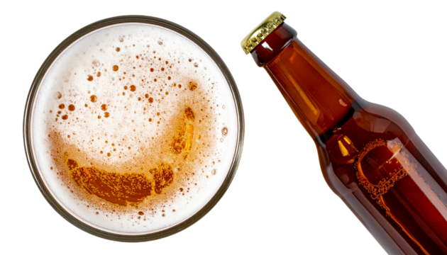 Top-Down View of Draft and Bottled Lagers – PNG Transparent