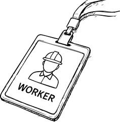 television job loss concept. Identification badge for a worker with safety helmet illustration.