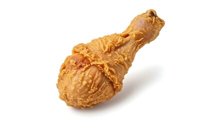 Obraz premium Crispy golden brown fried chicken leg presents delicious single serving food.