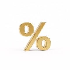 A golden shiny percent sign, isolated on a white