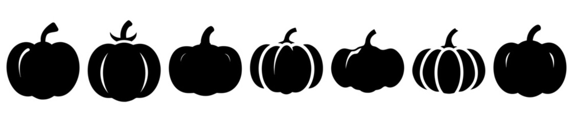 Silhouette of Different Pumpkins Perfect for Halloween or Thanksgiving Designs