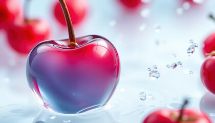 Close-up of a Cherry with Water Splash Effect