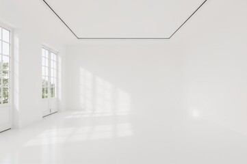 Spacious pristine room featuring bright white walls and no furnishings