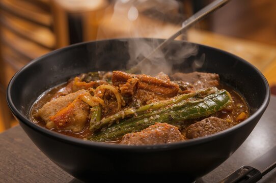 A detailed shot of a bowl of curry from a dining establishment