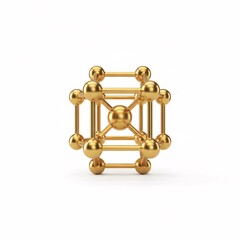 An image of an abstract golden molecular structure with spheres and rods