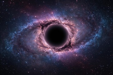 Naklejka premium Digital representation of a black hole within a nebula created through AI generation