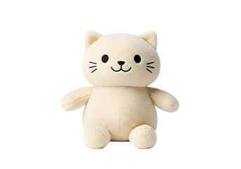 Obraz premium Cream-Colored Plush Cat Toy: Soft, Cuddly Companion for Kids on white background