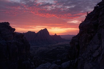 Twilight scene of a rough stone landscape