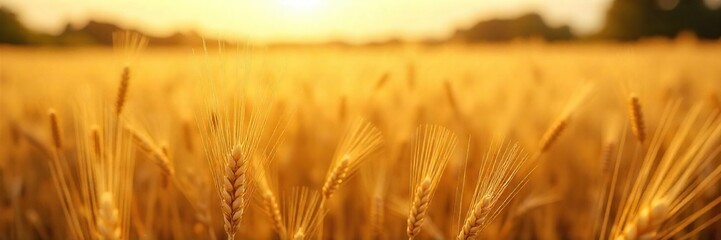 Golden wheat field swaying gently in the summer breeze, bathed in warm sunlight Perfect for backgrounds, textures, and agricultural themes , scenery, wheat