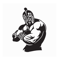Wrestler in action Greco Roman style logo vector on white background