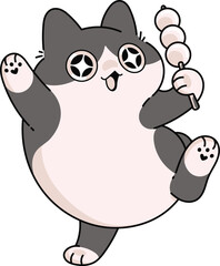 Cat Holding Dango