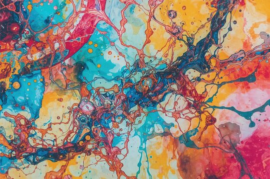 Contemporary abstract art with alcohol ink and rich oil textures - Powered by Adobe