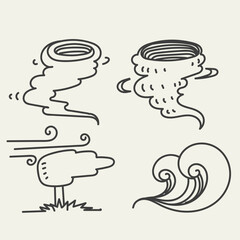 doodle windstorm illustration collection icon isolated