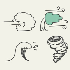 doodle windstorm illustration collection icon isolated