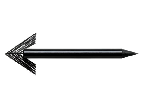Pencil drawn arrow pointing left isolated on transparent background