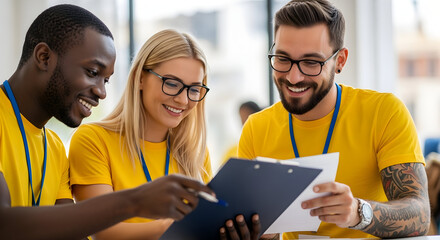 Teamwork Collaboration Diverse Group Volunteers Community Project Meeting Discussion Planning Success Happy People