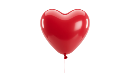 Shiny red heart balloon floats for festive celebration or romantic gesture