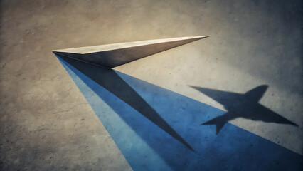 Conceptual paper plane shadow transforming into big jet symbolic growth success ambition creativity business achievement concept illustration design  