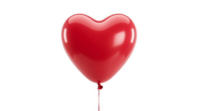 Shiny red heart balloon floats for festive celebration or romantic gesture