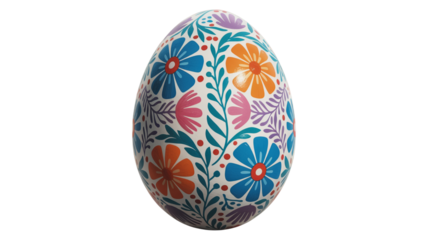 Vibrant floral painted Easter egg brings festive springtime joy and celebration