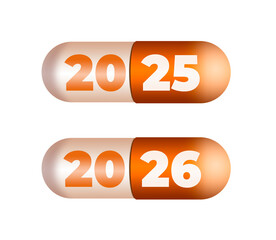 Glückspille, Tablette, orange Pillen: 2025 und 2026