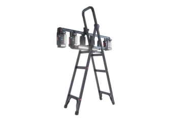 Sleek Black Metal Stepladder with Modern Design on Transparent Background