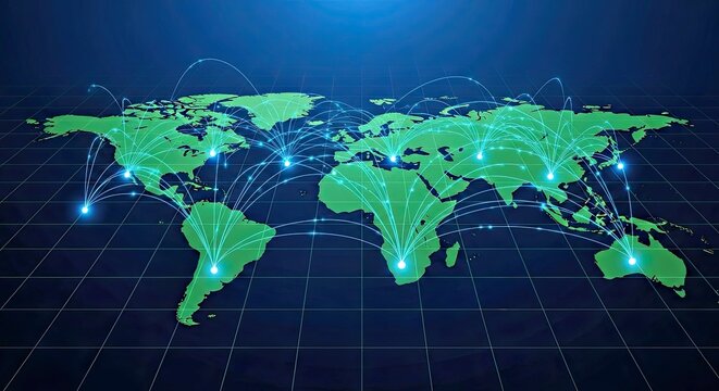 Digital Network Connecting Continents over a Green Grid