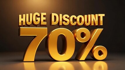 Golden 70 percent discount announcement with a huge offer